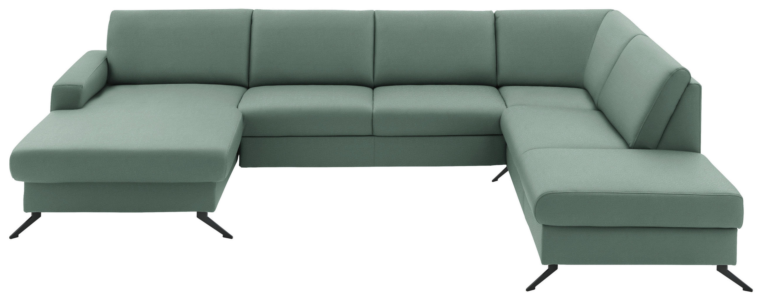 WOHNLANDSCHAFT in Echtleder Opal  - Opal/Schwarz, Design, Leder/Metall (165/339/233cm) - Beldomo Premium