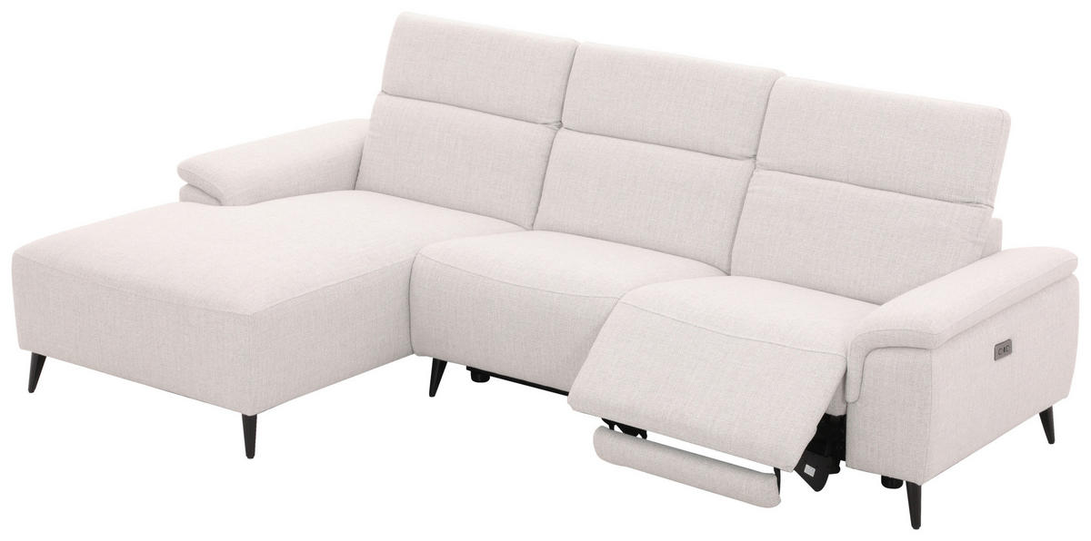 ECKSOFA inkl. Funktionen Hellgrau Leinenoptik  - Schwarzchrom/Hellgrau, Design, Holz/Kunststoff (270/75/171cm) - Xora