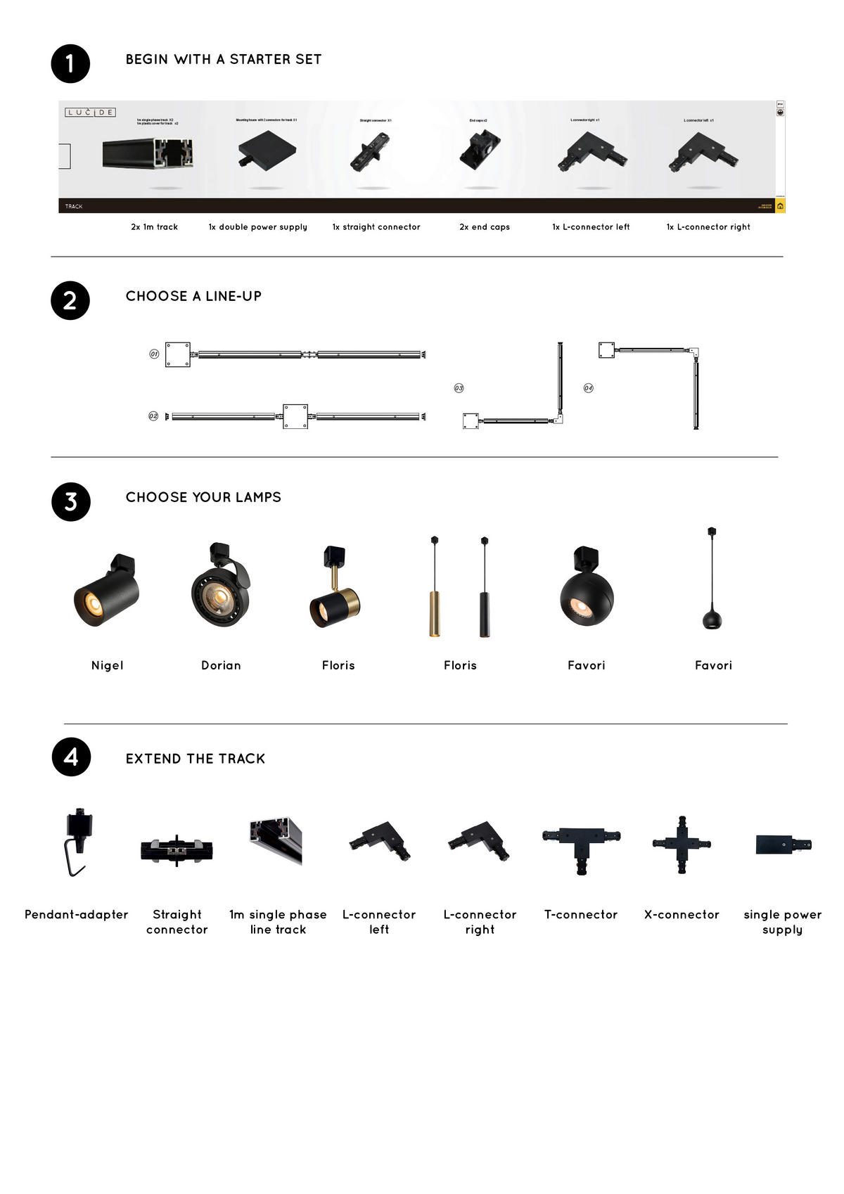 SCHIENENSYSTEM Track 3.6/3.9/9.7 cm  - Schwarz, Design, Metall (3.6/3.9/9.7cm) - Lucide