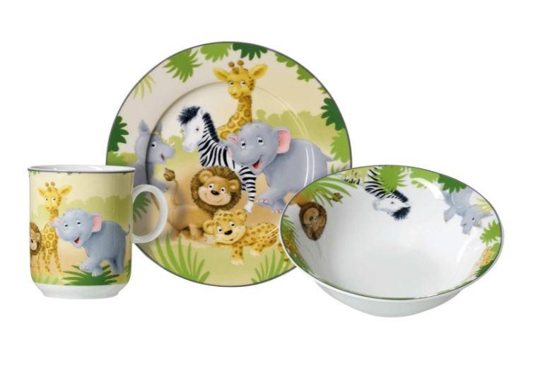 KINDERTELLER Afrikatiere Porzellan  - Gelb/Weiß, KONVENTIONELL, Keramik (19/19/2cm) - Ritzenhoff Breker