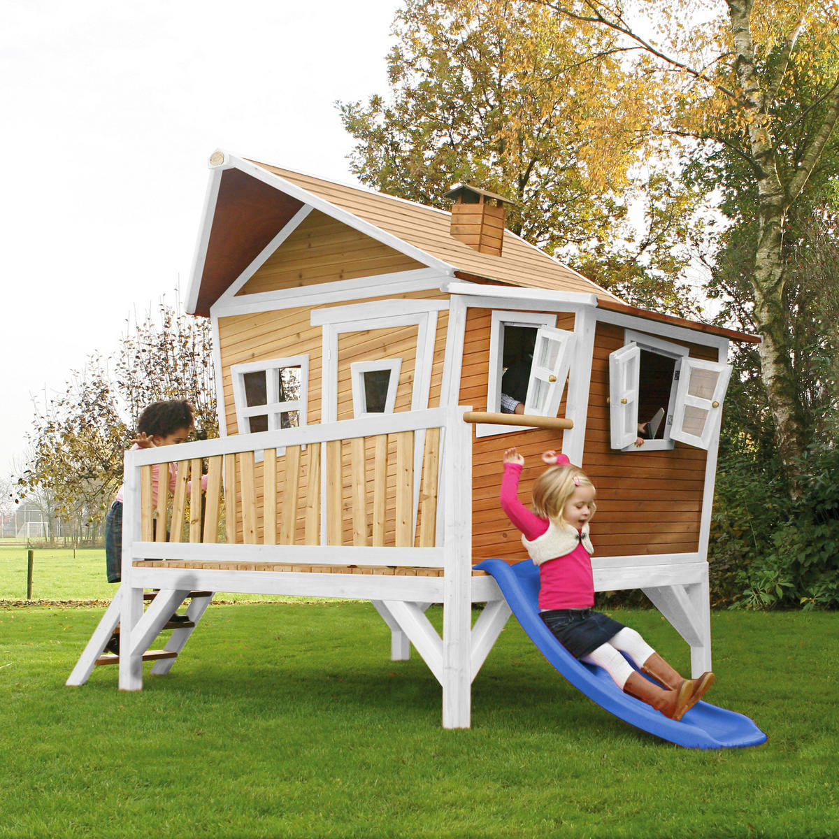 SPIELHAUS 123/12,8/152 cm  - Blau/Weiss, Konventionell, Holz/Kunststoff (123/12,8/152cm)