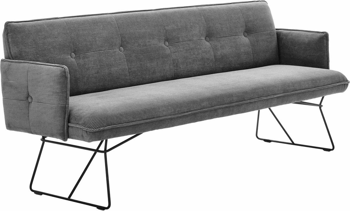 SITZBANK 212/89/70 cm Feincord Anthrazit Metall  - Anthrazit/Schwarz, Design, Textil/Metall (212/89/70cm) - Pure Home Lifestyle