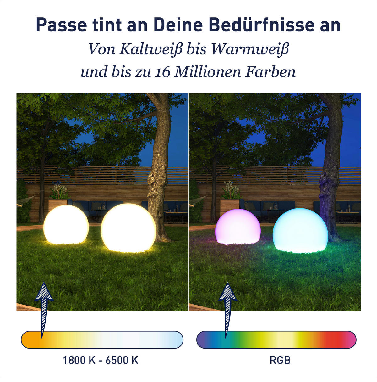 AUßENKUGELLEUCHTE TINT 50 cm  - Grau, Basics, Kunststoff (50cm) - Tint