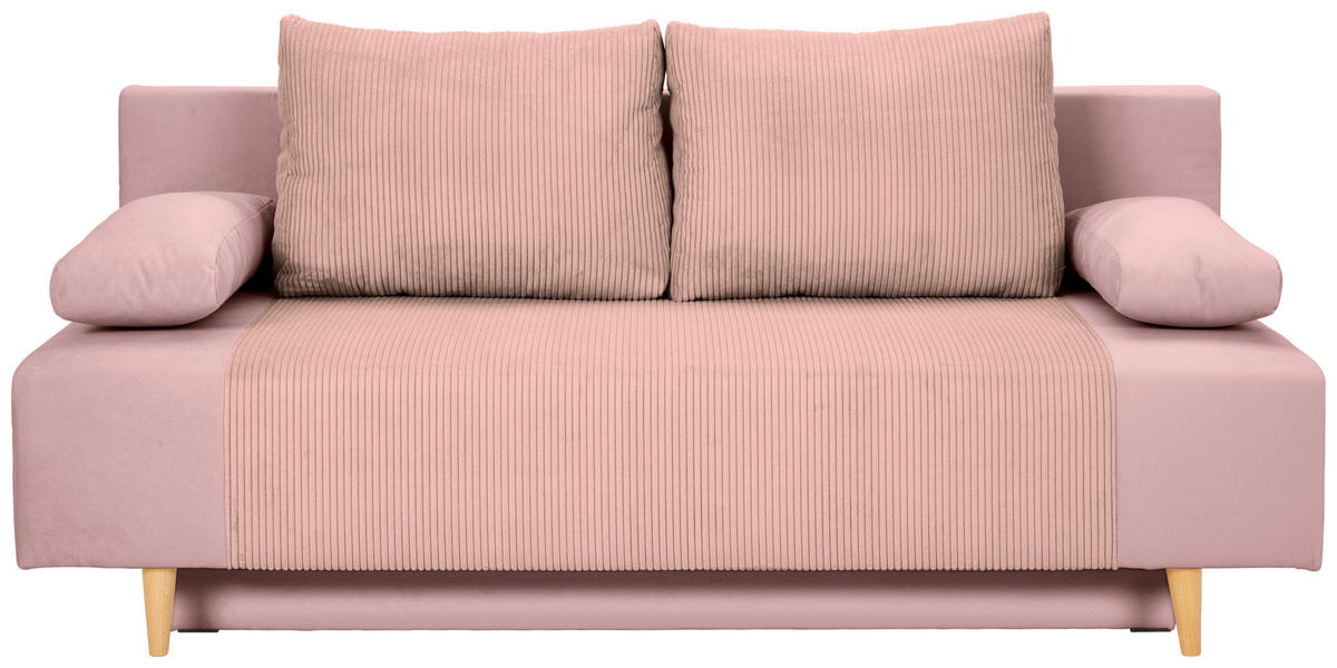 ZOFA S POSTELJNO FUNKCIJO,  roza tekstil  - roza/krem barve, Konvencionalno, tekstil/les (191/92/89cm) - Carryhome