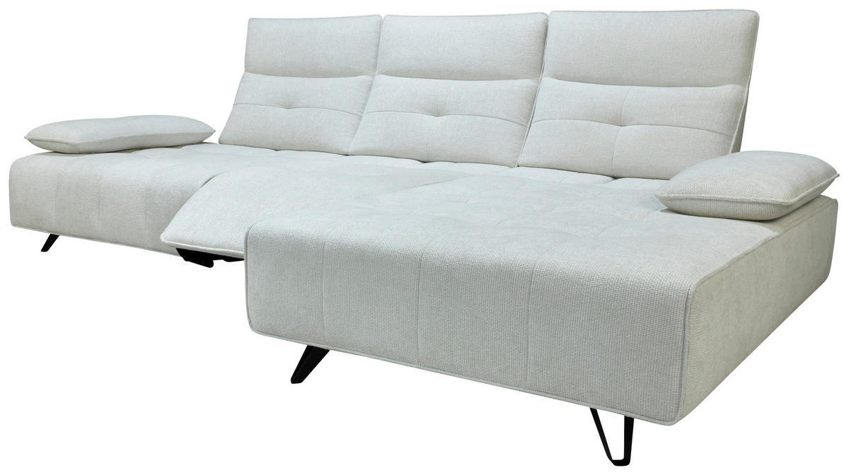 ECKSOFA Creme Chenille  - Creme/Schwarz, Design, Kunststoff/Textil (314/162cm) - Livetastic