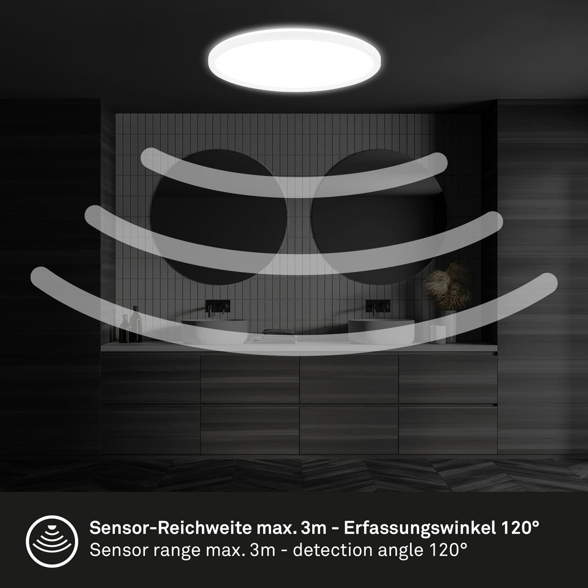 LED PLAFONJERA ZA KUPATILA - bela, Osnovno, plastika (42/3cm)