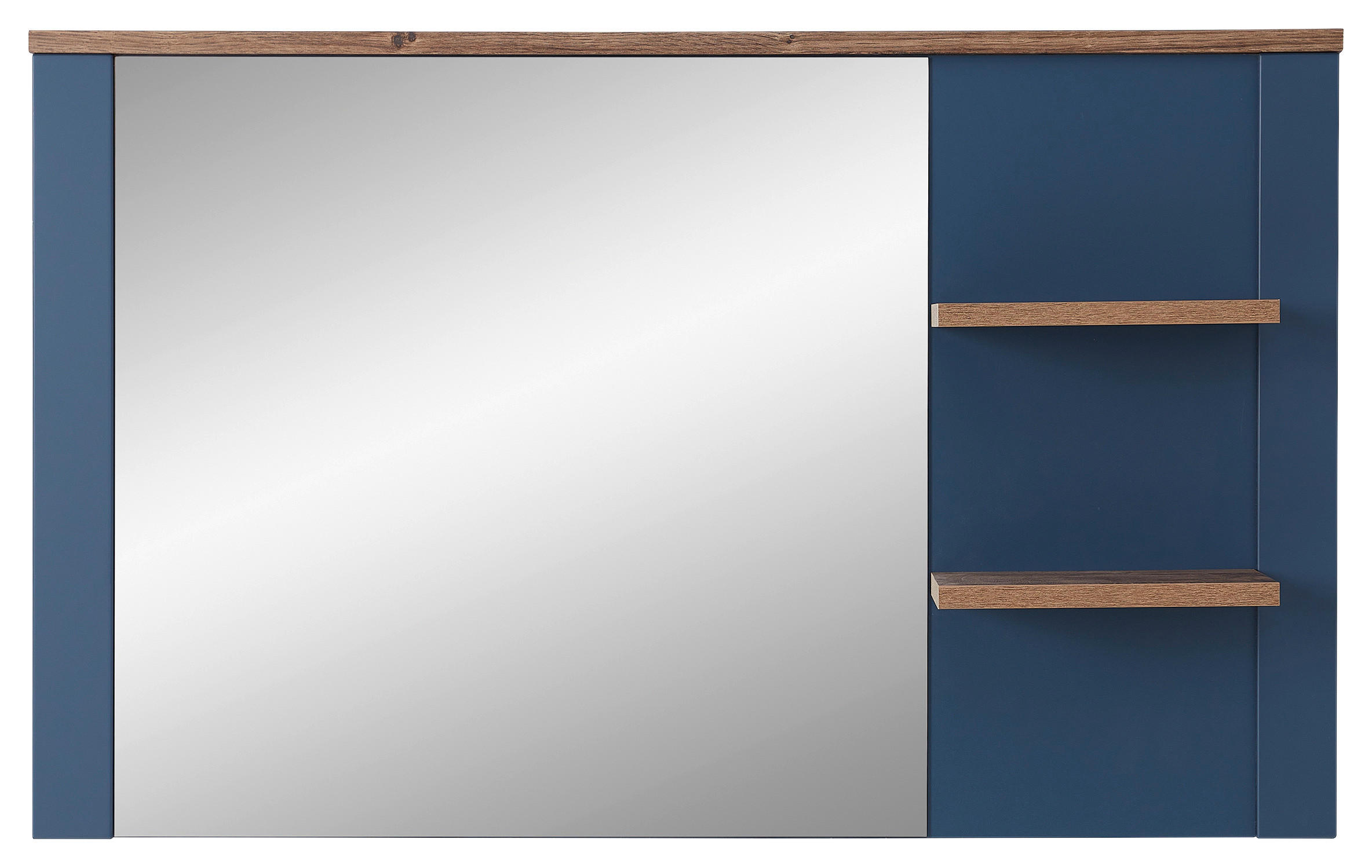 WANDSPIEGEL 130/80/17 cm    in rechteckig  - Blau/Eichefarben, LIFESTYLE, Glas/Holzwerkstoff (130/80/17cm) - MID.YOU
