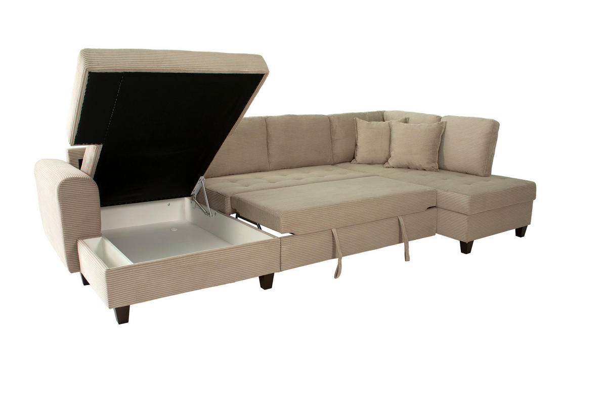 WOHNLANDSCHAFT MORITZ Graubraun Cord  - Graubraun, Trend, Textil (155/324/178cm) - P & B