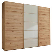 FÜGGESZTETT TOLÓAJTÓS SZEKRÉN részben tömörfa tölgy Pezsgő, Bianco tölgy  - Bianco tölgy/Pezsgő, Natur, faalapú anyag/Üveg (250/236/67cm) - Linea Natura