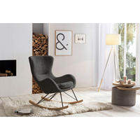 SCHAUKELSTUHL in Teddystoff Dunkelgrau  - Dunkelgrau/Eichefarben, MODERN, Holz/Textil (75/106/102cm) - Livetastic