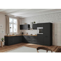 ECKKÜCHE 240/360 cm  in Grau, Eiche Wotan  - Eiche Wotan/Schwarz, LIFESTYLE, Holzwerkstoff/Metall (240/360cm) - Held