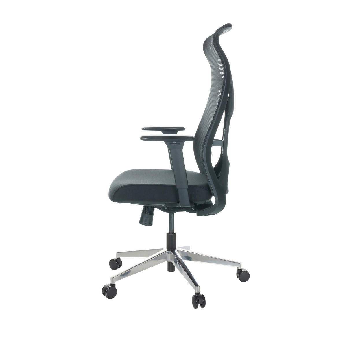 DREHSTUHL Schwarz  - Silberfarben/Schwarz, Basics, Kunststoff/Textil (69/119-128/60cm) - MID.YOU