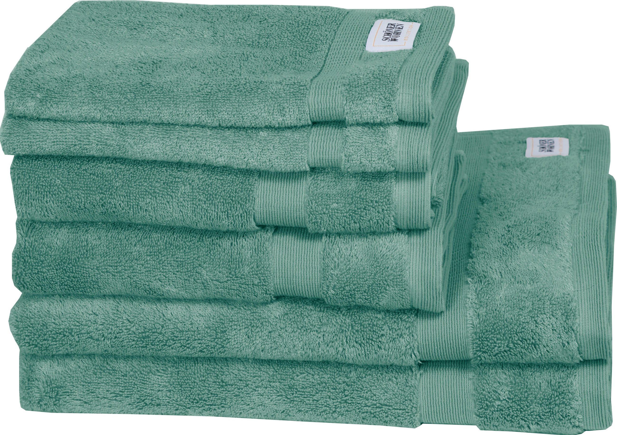 FROTTIERSET SW-Cuddly Grün, Mintgrün, Pastellgrün, Salbeigrün 6-teilig  - Salbeigrün/Pastellgrün, Basics, Textil - Schöner Wohnen