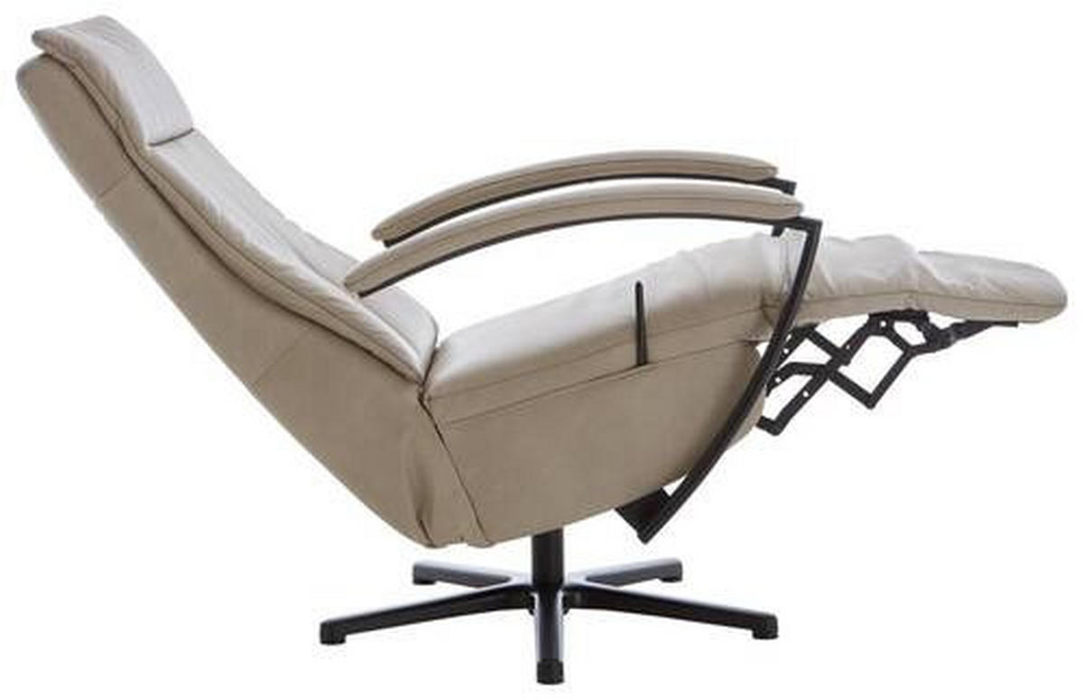 RELAXSESSEL in Leder Beige  - Beige/Schwarz, Design, Leder/Metall (76/112/83cm) - Beldomo Speed