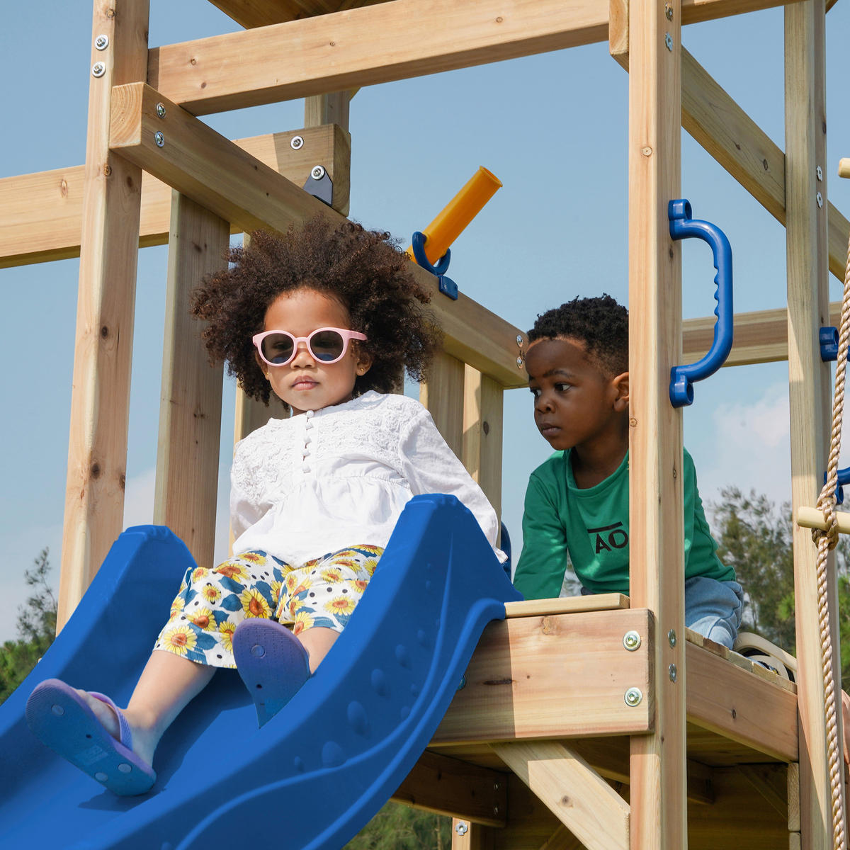 SPIELTURM 342/267/375 cm  - Blau, KONVENTIONELL, Holz/Kunststoff (342/267/375cm) - Ambia Garden