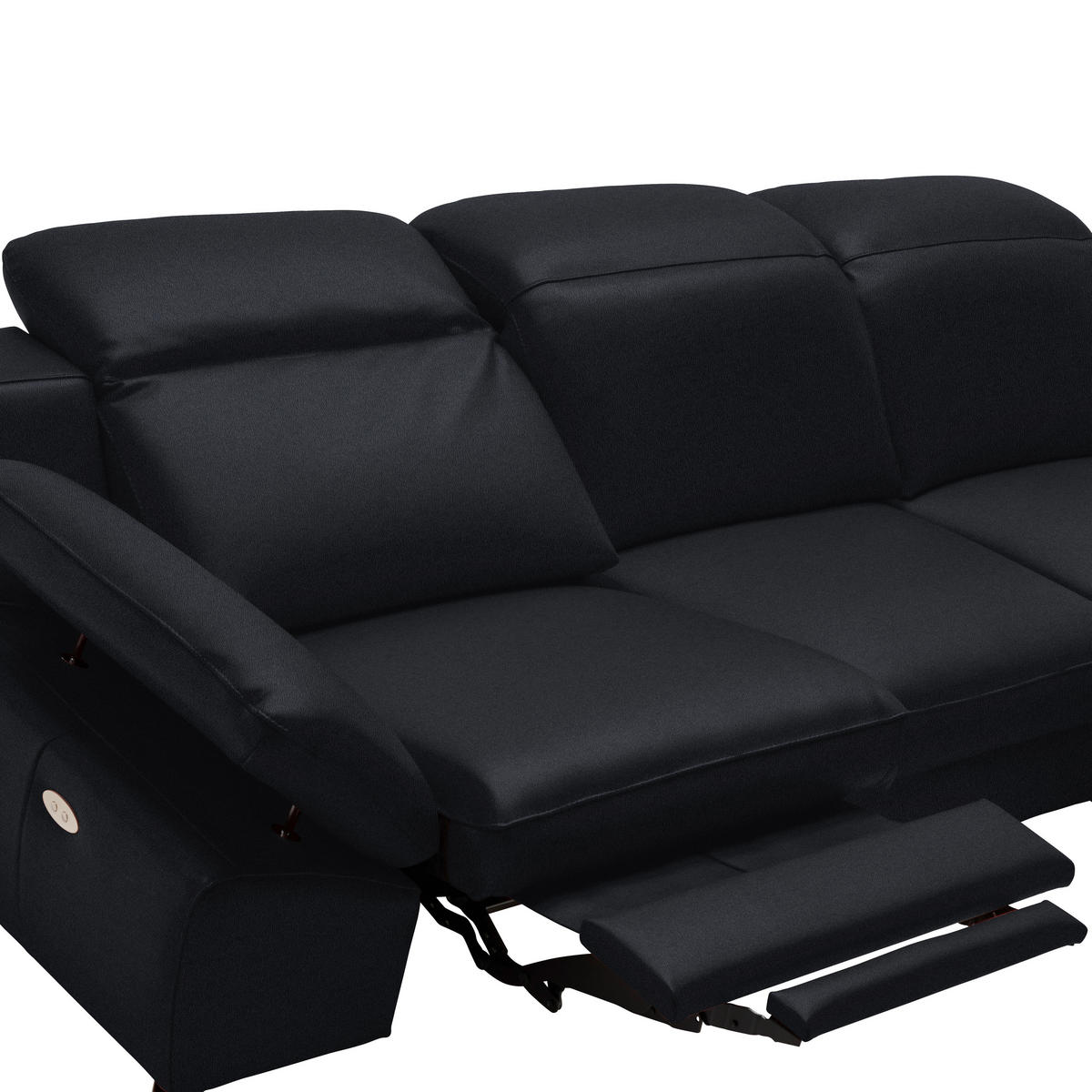 ECKSOFA in Echtleder Schwarz  286/183 cm  - Schwarz, Design, Leder/Metall (286/183cm) - Celina Home
