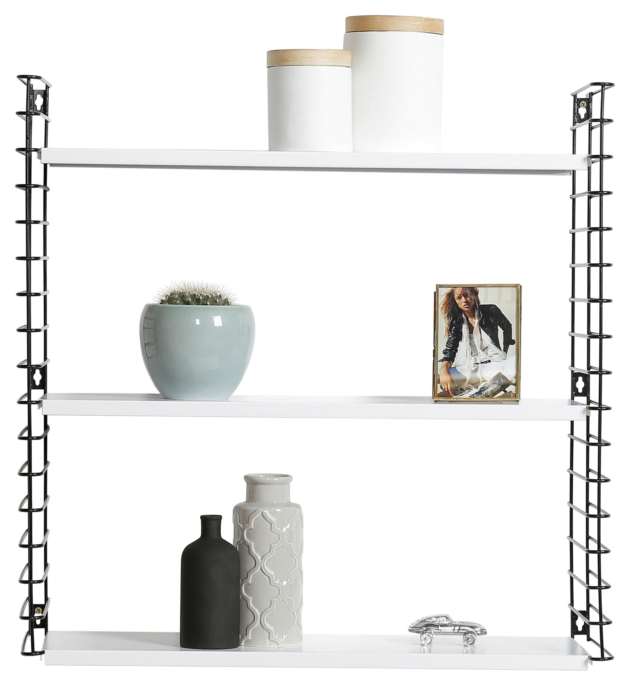 Wandregal Tomado B: 70 Cm Schwarz Metall/weiß 3 Fächer