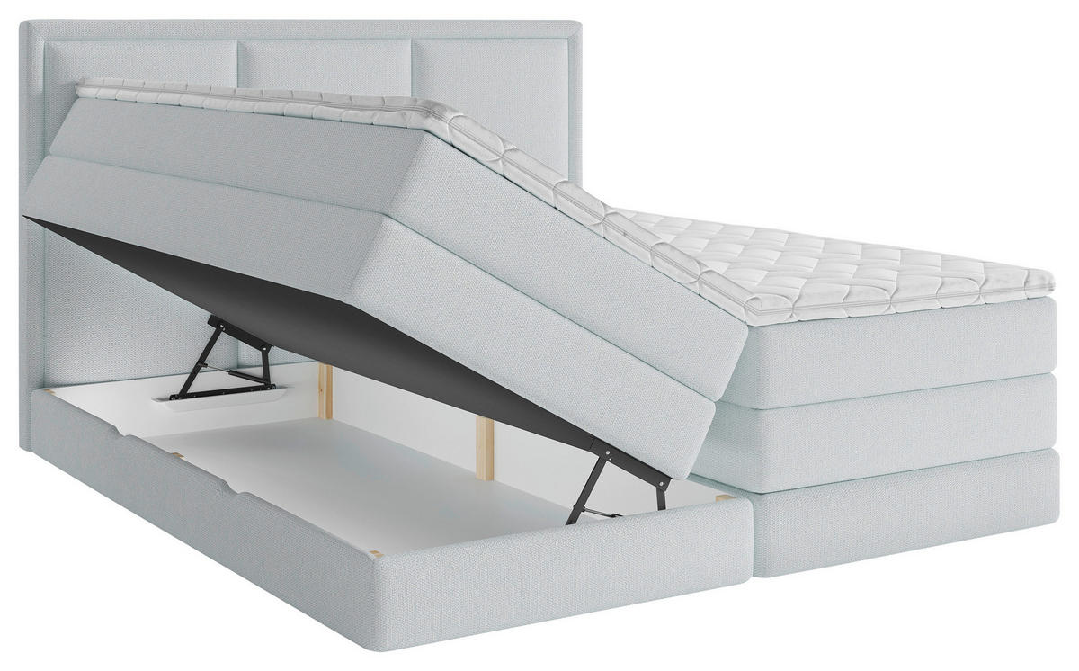 BOXSPRINGBETT 200/200 cm  in Hellblau  - Hellblau, Design, Holzwerkstoff/Kunststoff (200/200cm) - MID.YOU