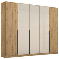 DREHTÜRENSCHRANK 225/210/54 cm,  in Eiche Artisan, Champagner, 5 Tür(en)  - Champagner/Eiche Artisan, MODERN, Glas/Holzwerkstoff (225/210/54cm) - Rauch Möbel