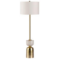 GOLVLAMPA    - vit/svart, Basics, metall/textil (30,5/30,5/127cm) - Kayoom