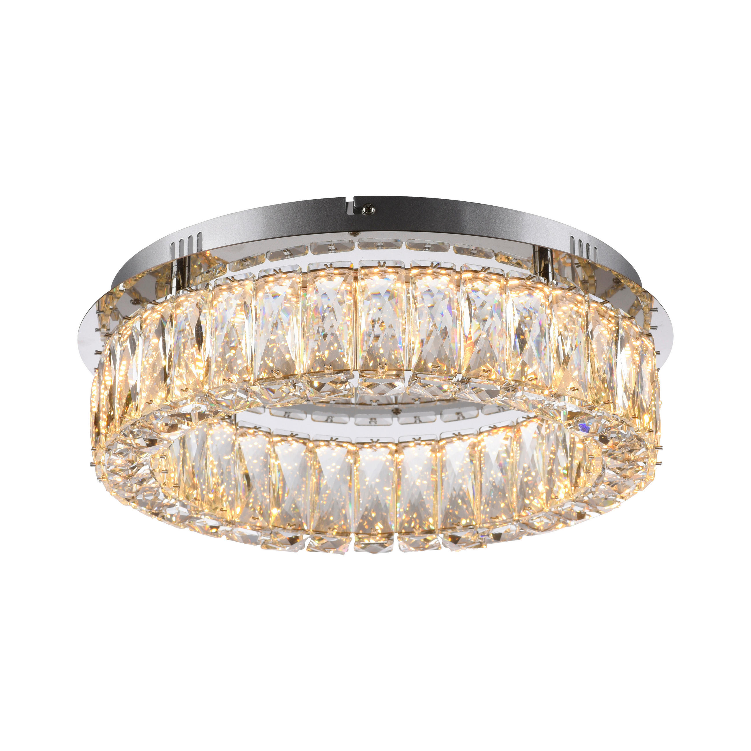 LED PLAFONJERA - boja hroma, Dizajnerski, staklo/metal (40/40/12,1cm)