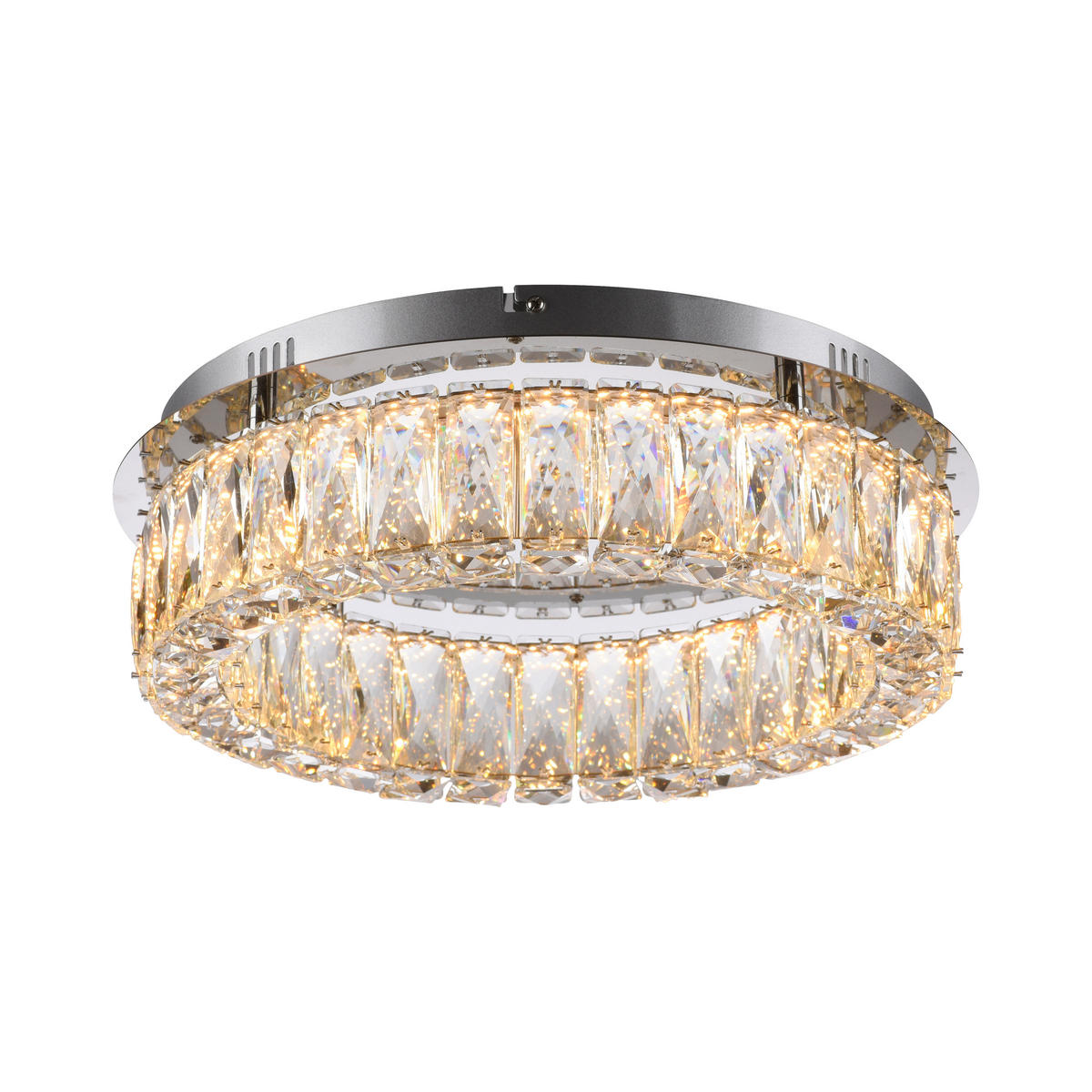 LED PLAFONJERA - boja hroma, Dizajnerski, staklo/metal (40/40/12,1cm)