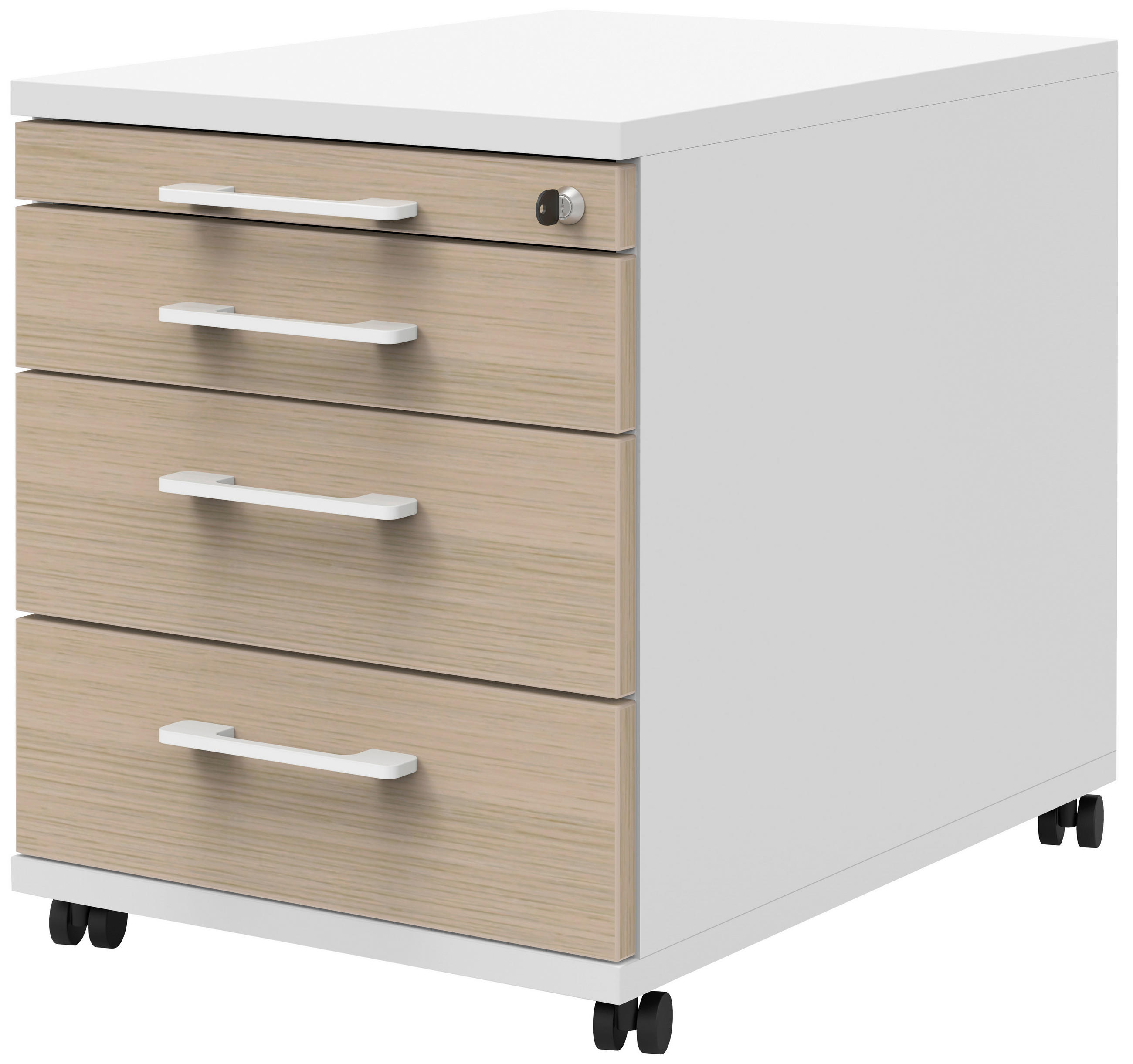 ROLLCONTAINER 43/54,4/60 cm  - Eichefarben/Weiß, Design, Holzwerkstoff/Kunststoff (43/54,4/60cm)