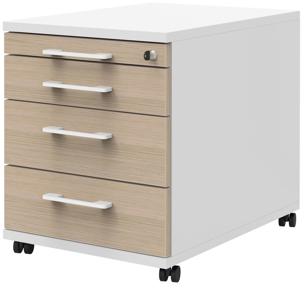 ROLLCONTAINER 43/54,4/60 cm  - Eichefarben/Weiß, Design, Holzwerkstoff/Kunststoff (43/54,4/60cm)