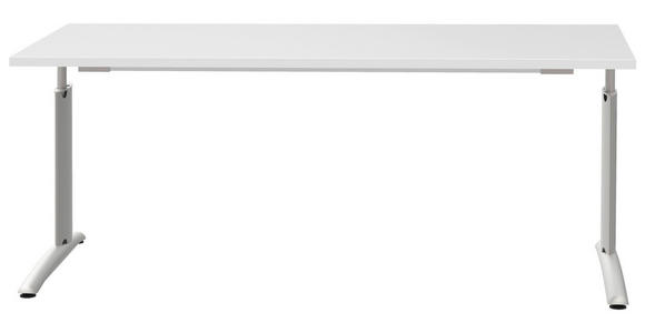 SCHREIBTISCH 180/80/70-82 cm  in Weiß, Alufarben  - Alufarben/Weiß, KONVENTIONELL, Holzwerkstoff/Metall (180/80/70-82cm) - Moderano