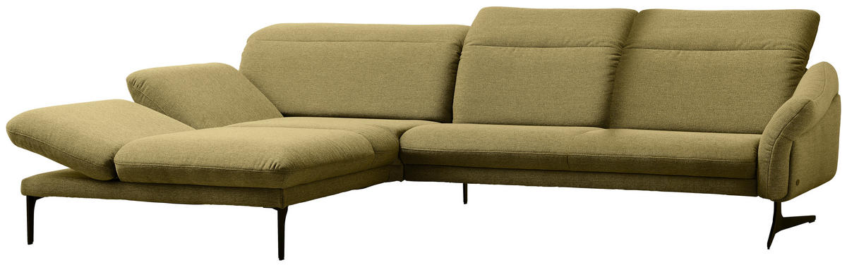 ECKSOFA in Webstoff Hellgrün  - Anthrazit/Hellgrün, Design, Textil/Metall (203/299cm) - Himolla