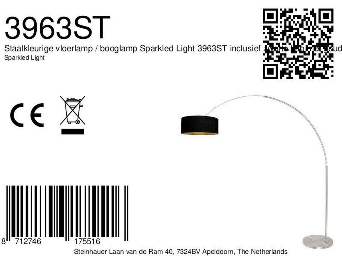 STEHLEUCHTE SPARKLED LIGHT 50/240/230 cm  - Edelstahlfarben/Schwarz, Trend, Textil/Metall (50/240/230cm)
