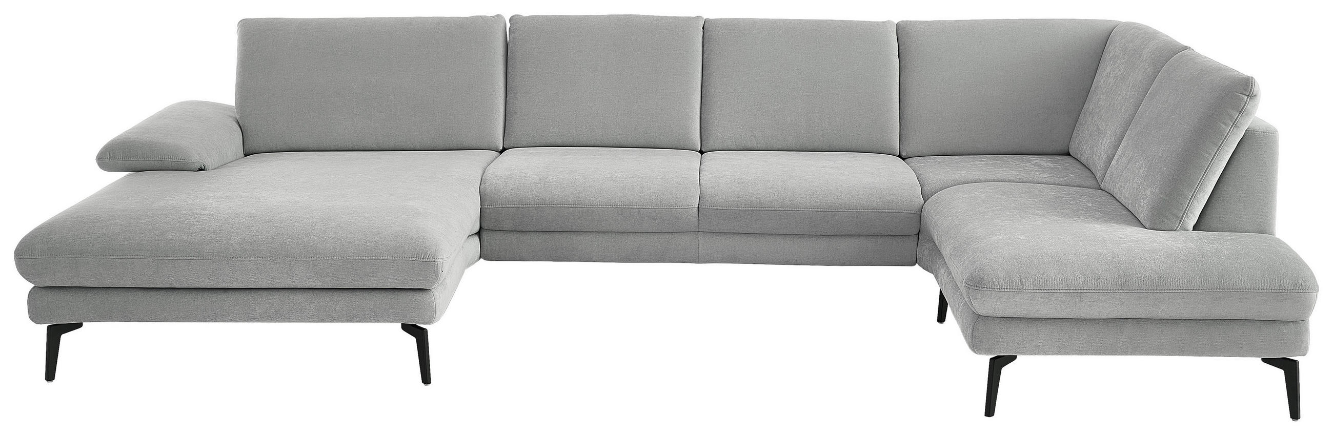 WOHNLANDSCHAFT in Chenille, Flachgewebe Silberfarben  - Silberfarben/Schwarz, Design, Textil/Metall (180/344/208cm) - Dieter Knoll