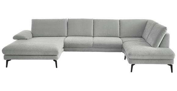 WOHNLANDSCHAFT in Chenille, Flachgewebe Silberfarben - Silberfarben/Schwarz, Design, Textil/Metall (180/344/208cm) - Dieter Knoll