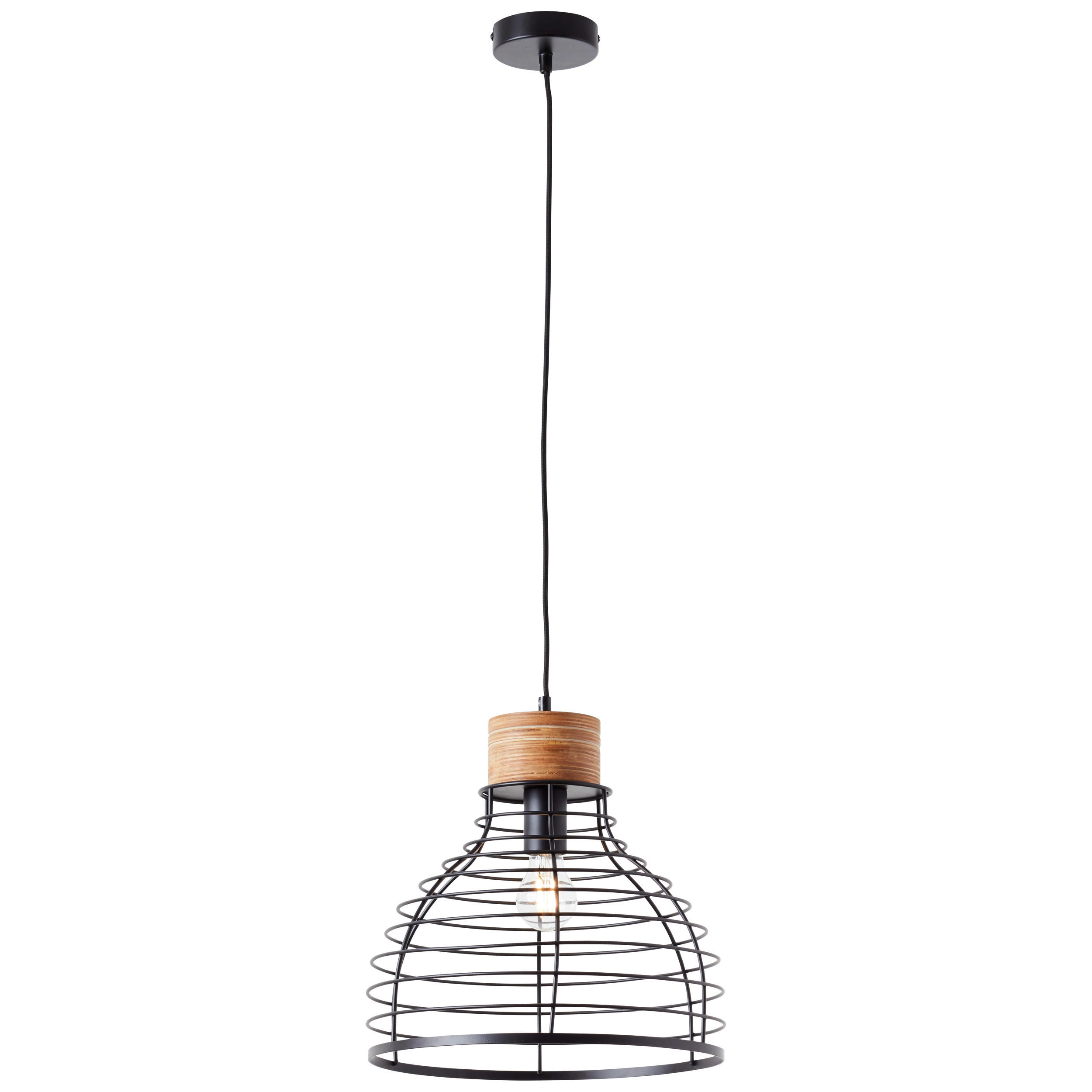PENDELLEUCHTE Avia 35/135 cm   - Schwarz, Natur, Holz/Metall (35/135cm) - Brilliant