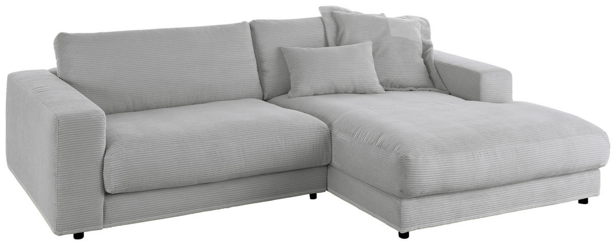 ECKSOFA in Cord Grau  - Schwarz/Grau, Design, Kunststoff/Textil (270/190cm) - Lomoco