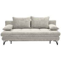 SCHLAFSOFA in Samt Creme  - Creme/Schwarz, Design, Textil/Metall (205/79-96/85cm) - Novel