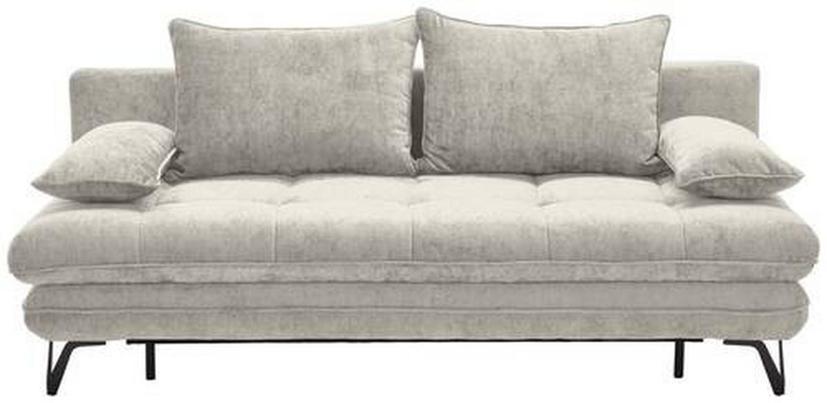 SCHLAFSOFA in Samt Creme  - Creme/Schwarz, Design, Textil/Metall (205/79-96/85cm) - Novel