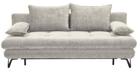 SCHLAFSOFA in Samt Creme  - Creme/Schwarz, Design, Textil/Metall (205/79-96/85cm) - Novel