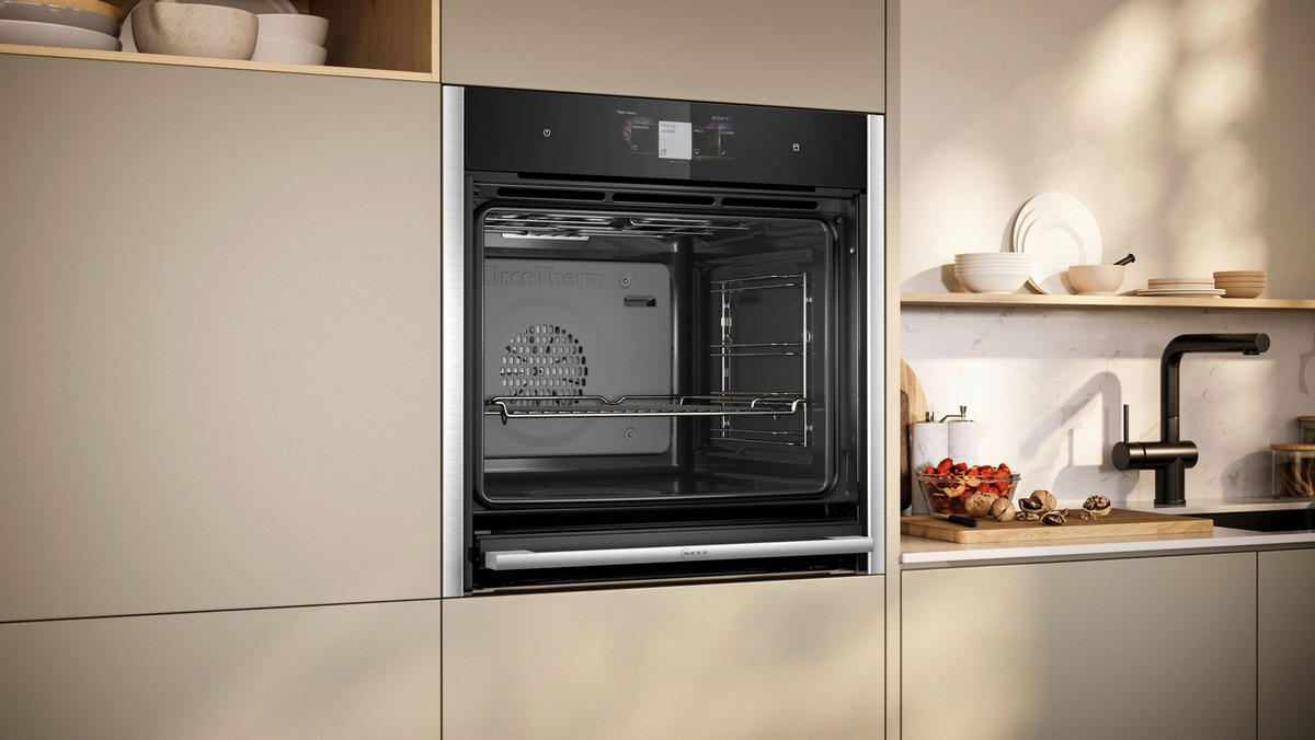 DAMPFBACKOFEN B64FT33N0  - Edelstahlfarben/Schwarz, Basics, Glas/Metall (59,5/59,6/45,8cm) - Neff
