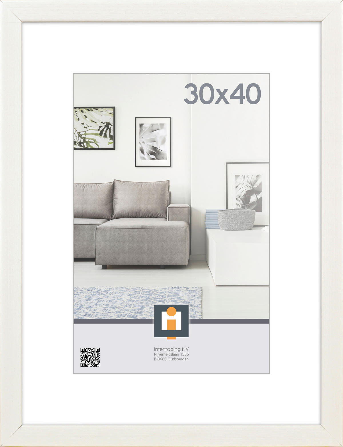 RÁM NA OBRAZY, 1 foto 30 cm x 40 cm - biela, Basics, plast/sklo (33/43/1,5cm)