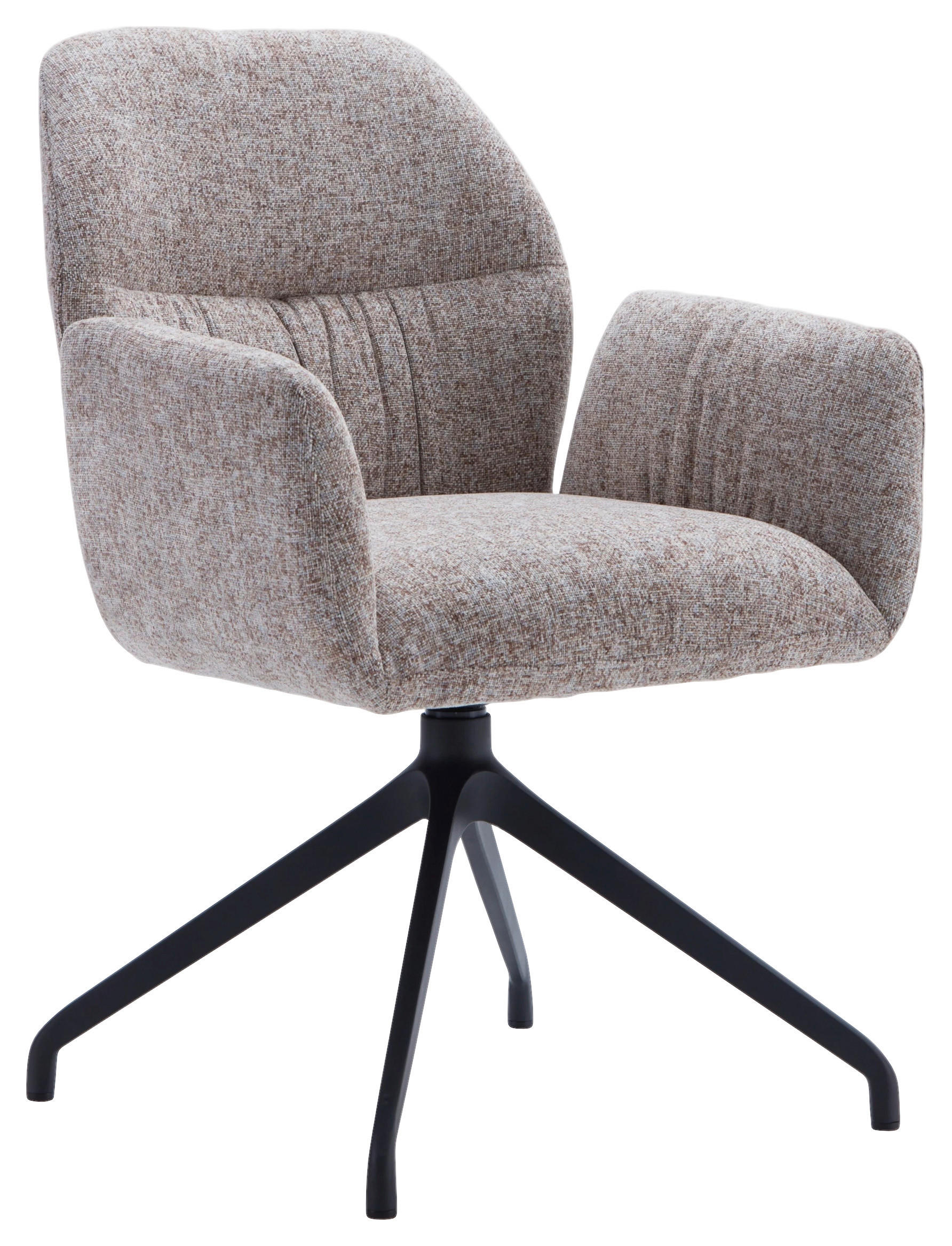 ARMLEHNSTUHL  Sitzfläche 360° drehbar, automatische Rückholfunktion Leinenoptik  - Beige/Schwarz, Design, Textil/Metall (62/89/63cm) - Dieter Knoll