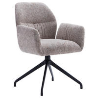ARMLEHNSTUHL  Sitzfläche 360° drehbar, automatische Rückholfunktion Leinenoptik  - Beige/Schwarz, Design, Textil/Metall (62/89/63cm) - Dieter Knoll