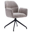 ARMLEHNSTUHL  Sitzfläche 360° drehbar, automatische Rückholfunktion Leinenoptik  - Beige/Schwarz, Design, Textil/Metall (62/89/63cm) - Dieter Knoll