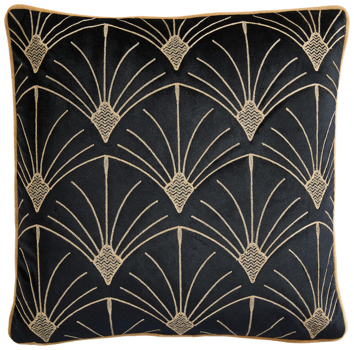 KISSENHÜLLE SARY 45/45 cm  - Goldfarben/Schwarz, Design, Textil (45/45cm) - Novel