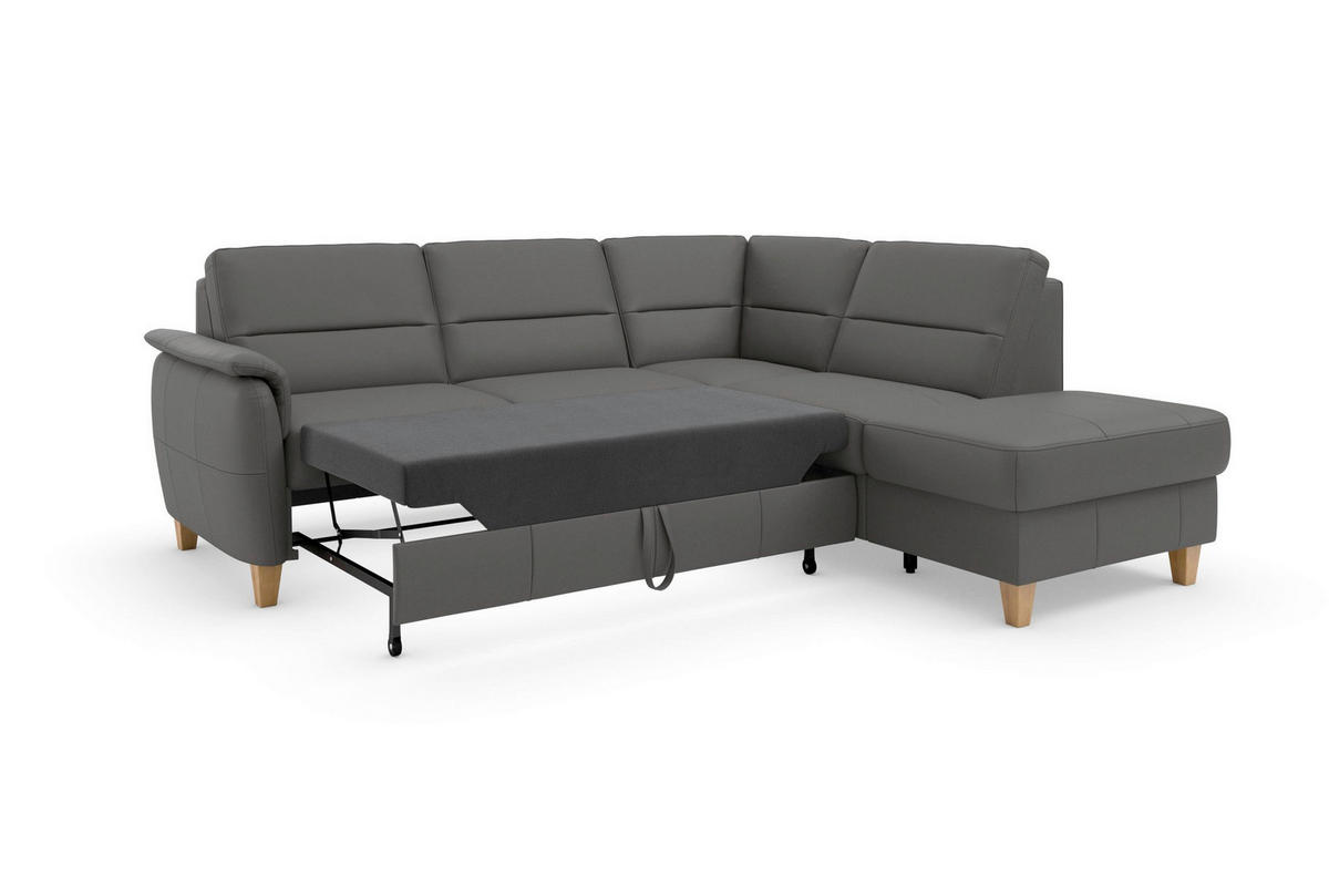 ROHOVÁ SEDAČKA, textil, kůže, mokka - barvy dubu/mokka, Basics, dřevo/textil (236/212cm) - Sit & More
