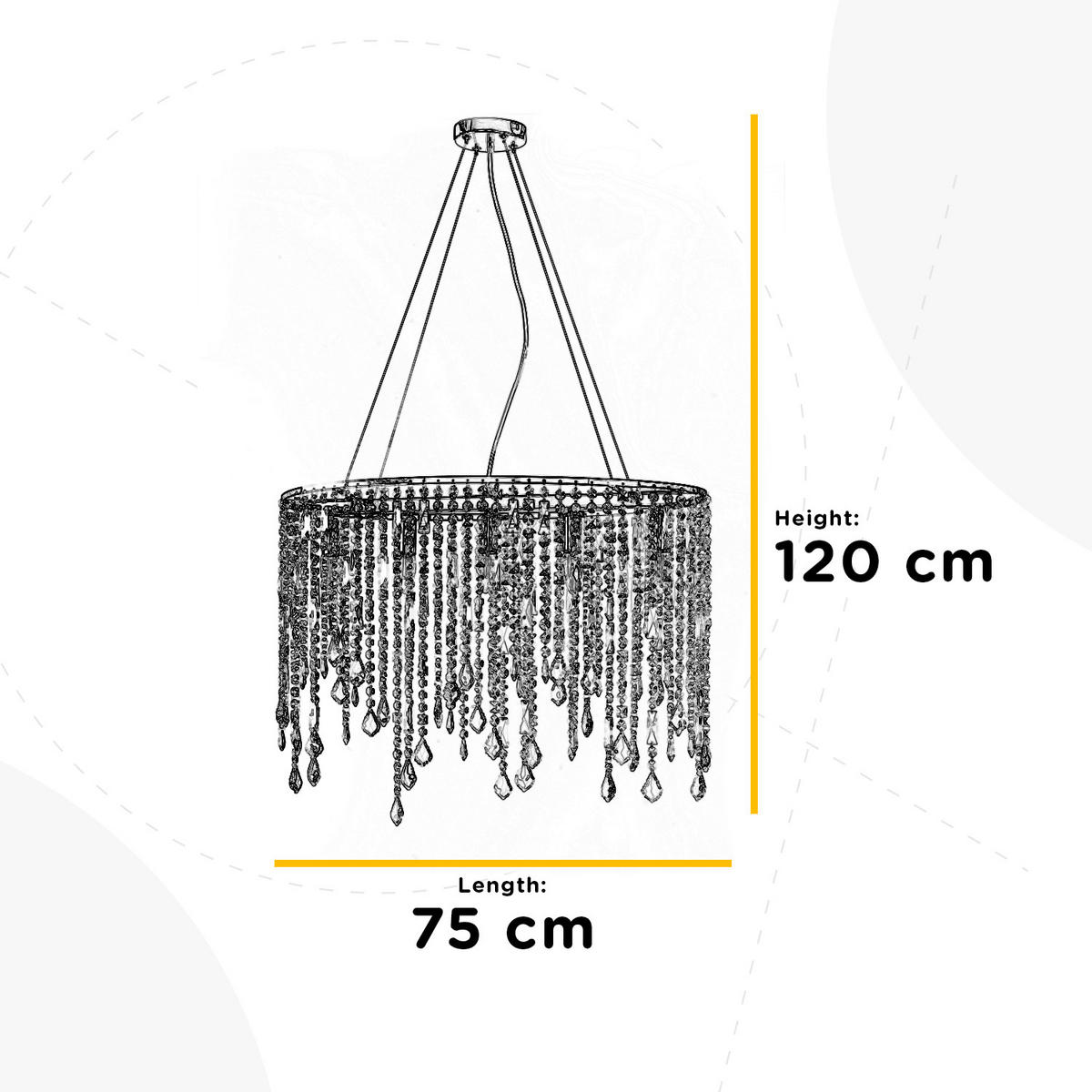 KRONLEUCHTER 75/40/120 cm   - Chromfarben, KONVENTIONELL, Glas/Metall (75/40/120cm)