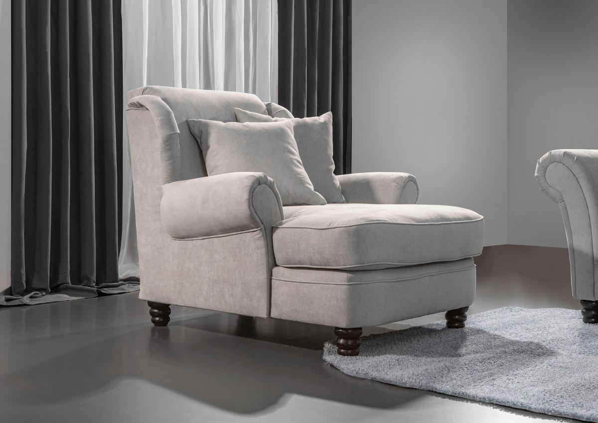 XXL-FÅTÖLJ i trä, textil ljusgrå  - ljusgrå/mörkbrun, Klassisk, trä/textil (125/102/125cm) - Livetastic