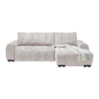 ECKSOFA Flachgewebe Creme  - Schwarz Hochglanz/Creme, Modern, Textil/Metall (273/93/166cm) - MID.YOU