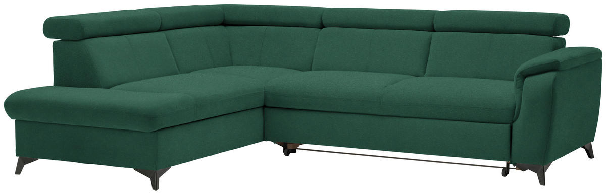 ECKSOFA PRAG in Mikrofaser Türkis  203/260 cm  - Türkis/Schwarz, Design, Textil/Metall (203/260cm) - Stylife