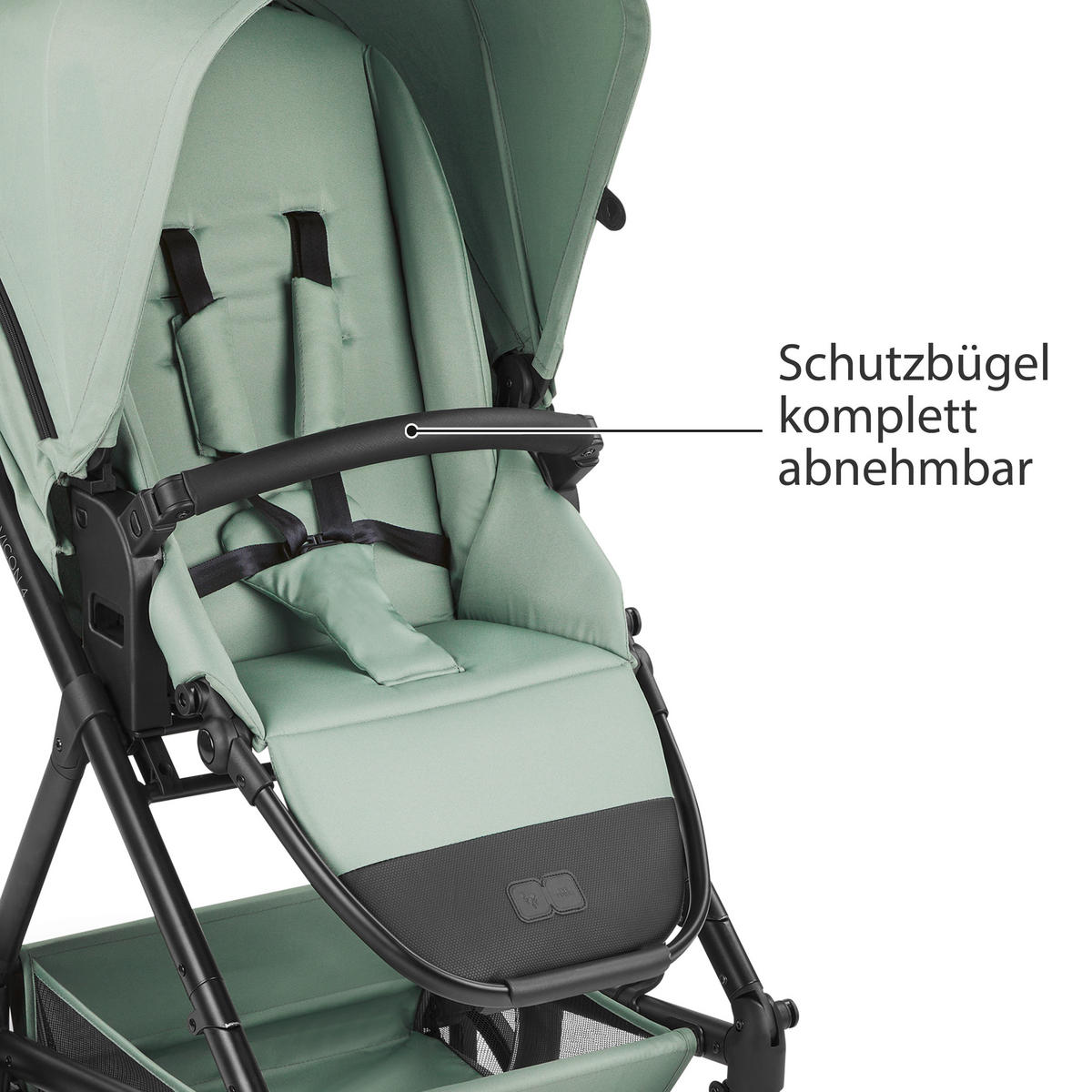 KINDERWAGENSET  Vicon 4  Pine  - Pastellgrün/Schwarz, Basics, Textil/Metall (91/61/110cm) - ABC Design